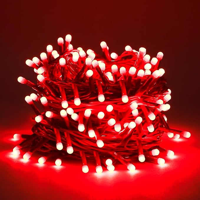 Lexton Lunar Ultra Bright String Light/Fairy Light | 75 LED | Plug Sourced | Best for Home Decorative, Indoor & Outdoor Decoration, Diwali, Christmas, Wedding Light (Pack of 1, Red)