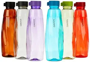 Amazon Brand - Solimo Set of 6 Water Bottles - 1 Ltr | Break Proof | Freezer Safe | BPA Free | Leak Proof | Multicolor