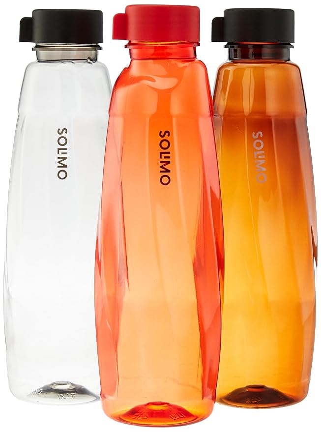 Amazon Brand - Solimo Water Bottles | Set of 3 | 1 L | Break Proof | Freezer Safe | BPA Free | Leak Proof | Polypropylene | Zeta, Multicolor