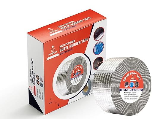 Shuttle Art Waterproof Repair Tape for Pipe Leakage Roof Water Leakage Solution Aluminium Foil Tape Waterproof Adhesive Sealing Butyl Rubber Tape for Surface Crack (10CM*5M (Pack Of 1))