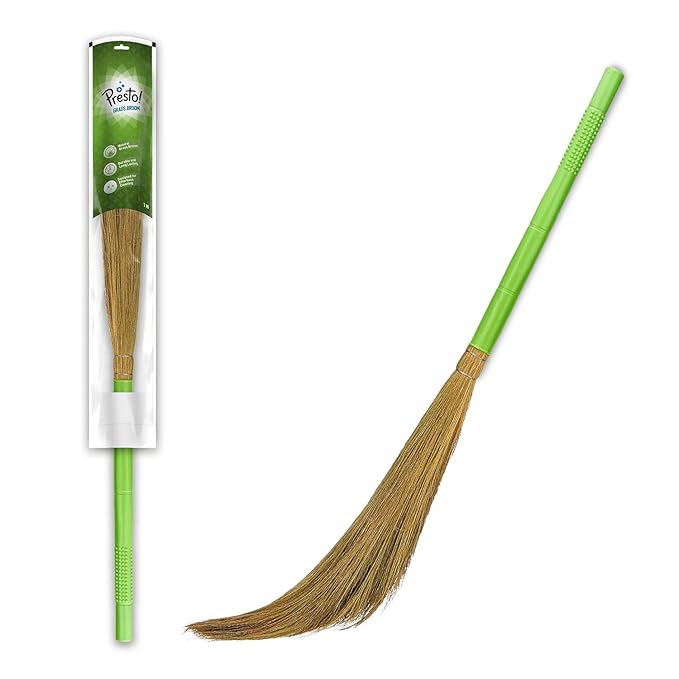 Amazon Brand - Presto! Floor Grass Broom | Pack of 1, Green