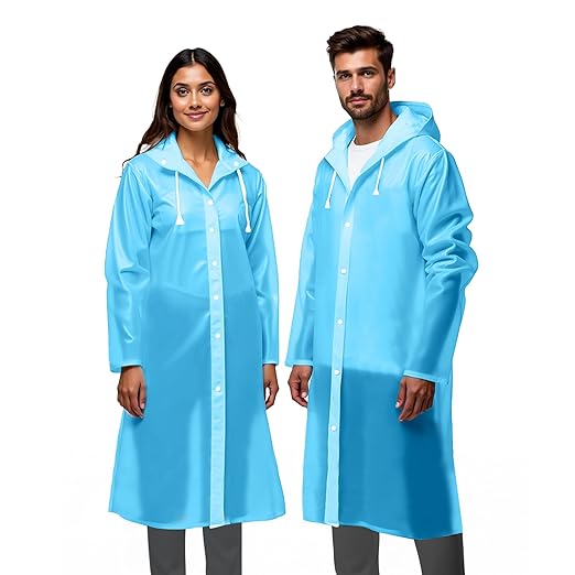 Robustt Unisex Raincoat With Hood - Blue (Pack of 1) | Waterproof Rain Poncho | EVA Material | Reusable | Lightweight | Universal Size | Raincoat for Men and Women