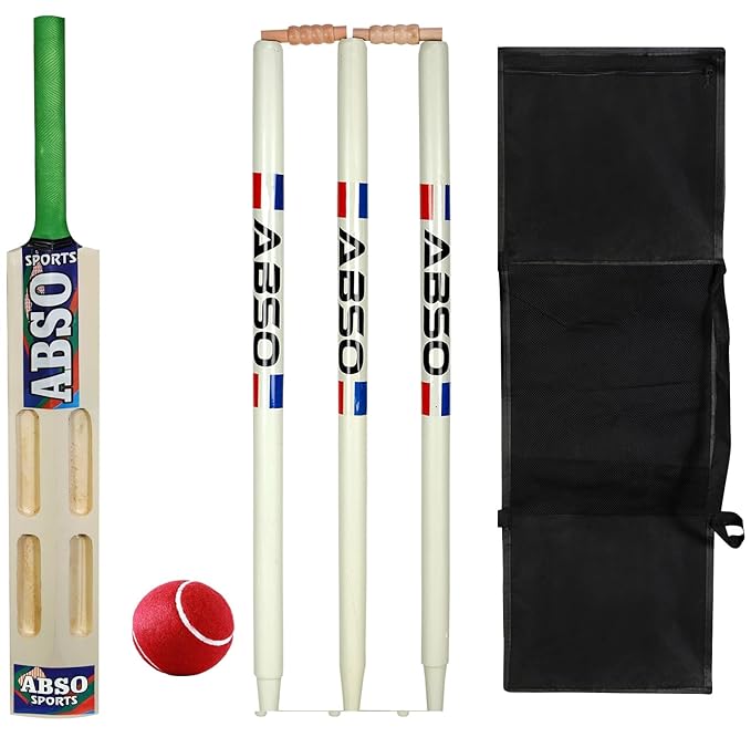 Complete Set Wooden Tennis Cricket Kit with 4 Scoop Bat - Size 3 (Ages 8 Years)
