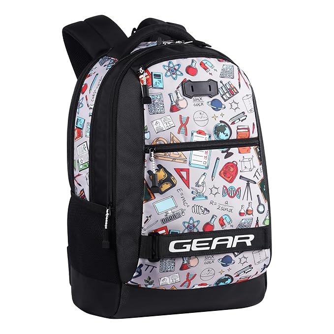 Gear Invent 19"/34L Large Water Resistant School Bag/Casual 4 Compartment Backpack/Daypack/Travel Backpack/Kids Bag for Boys/Girls - Black