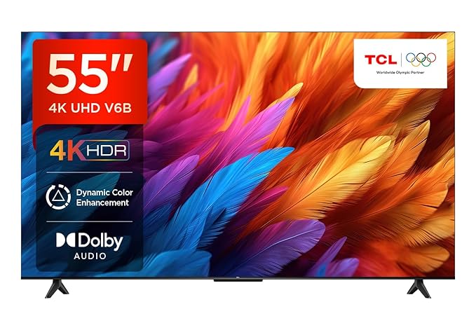 [Apply Coupon] - TCL 139 cm (55 inches) Metallic Bezel-Less Series 4K Ultra HD Smart LED Google TV 55V6B (Black)