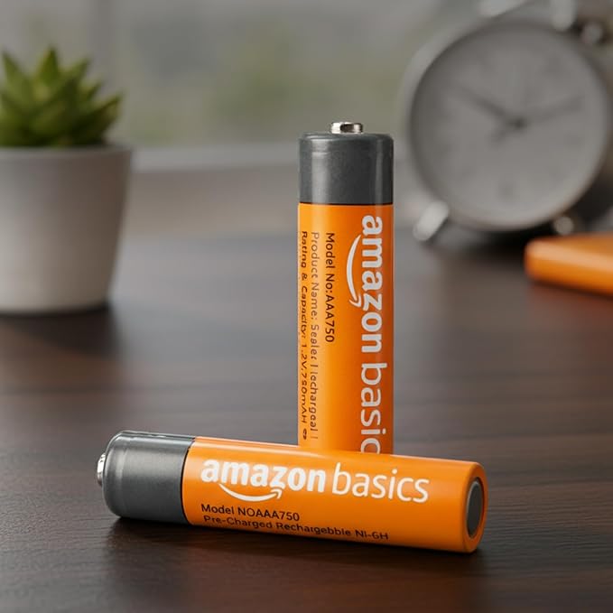 Amazon Basics AAA Rechargeable 750 mAh Batteries | Ready-to-use | Pre-Charged Ni-MH Batteries (Pack of 2)