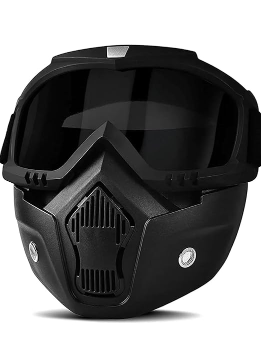 Sounce Anti Scratch Goggle Bike Mask, UV Protective Open Face & Eyewear Windproof Dirt Shield Adjustable Strap Soft Foam Padded Detachable for Cycling Bike Off Road Racing Riding Unisex - Black