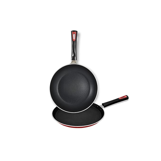 kyyte Non-Stick Alpha Breakfast Set of 2 Pcs (Frying Pan 20cm Dia and Dosa Tawa 25cm Dia) Gas Stove Compatible.