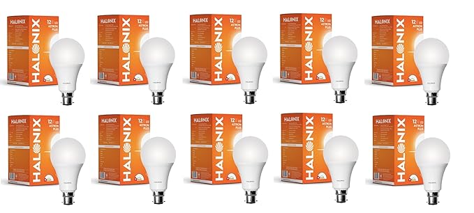 Halonix 12W B22 Base LED Bulb  -  Cool Daylight (6500k) | Energy Efficient | Best led bulb for home | Surge Protection up to 4KV | Rated Life 15000 Hrs | for Home & Office |Pack of 10