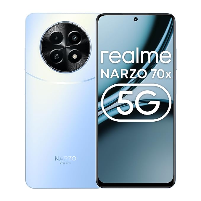 realme NARZO 70x 5G (Ice Blue,4GB RAM, 128GB Storage| 120Hz Ultra Smooth Display | Dimensity 6100+ 6nm 5G | 50MP AI Camera | 45W Charger in The Box