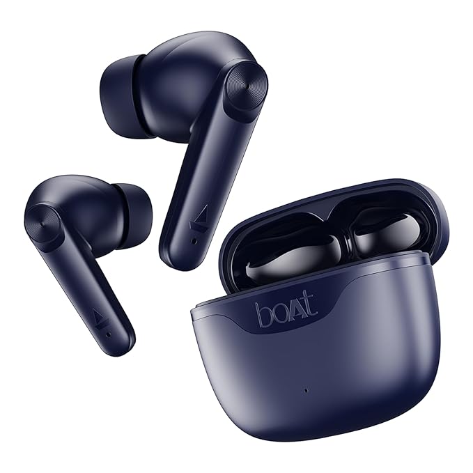 boAt Airdopes 207 TWS Earbuds with 50 hrs Playtime, Quad Mics with ENx Tech, ASAP Charging, IWP Tech, Beast Mode with 50 ms Low Latency, Bluetooth v5.3, USB Type-C Port & IPX5(Bold Blue)