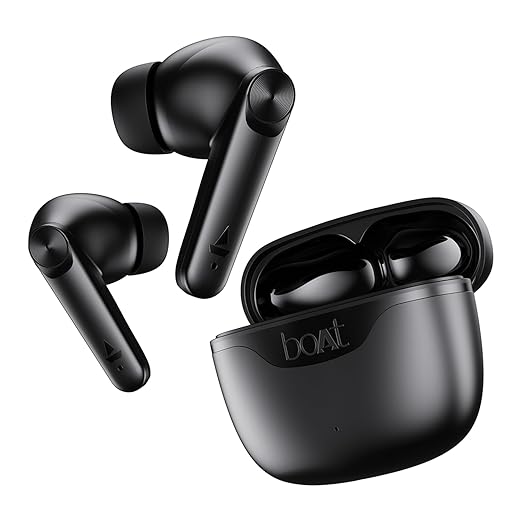 Boat Airdopes 207 TWS in Ear Earbuds with 50 Hrs Playtime, Quad Mics with Enx Tech, ASAP Charging, Iwp Tech, Beast Mode with 50 Ms Low Latency, Bluetooth V5.3, USB Type-C Port & Ipx5(Carbon Black)