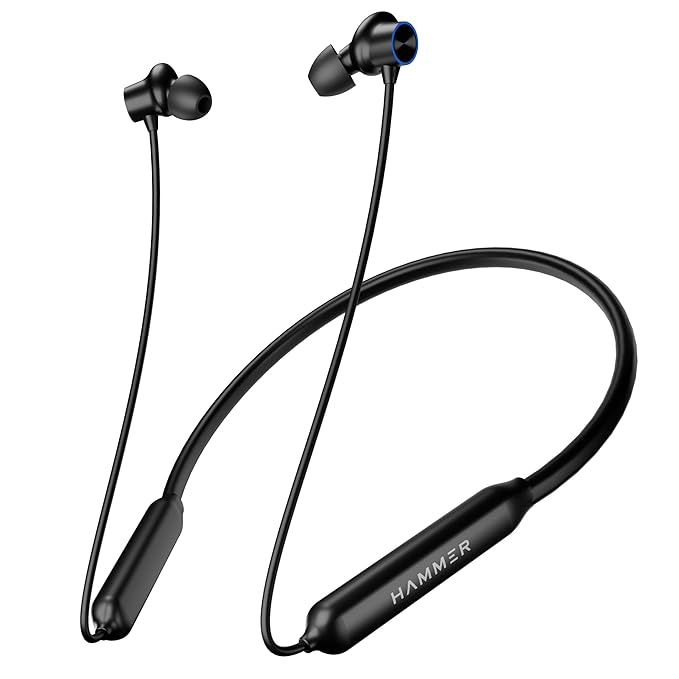 HAMMER Splendor in Ear Bluetooth Neckband with Magnetic Earbuds, Deep Bass, Built-in Mic, Upto 30 Hrs Playtime, BT 5.4, Type-C Charging Port (Black)