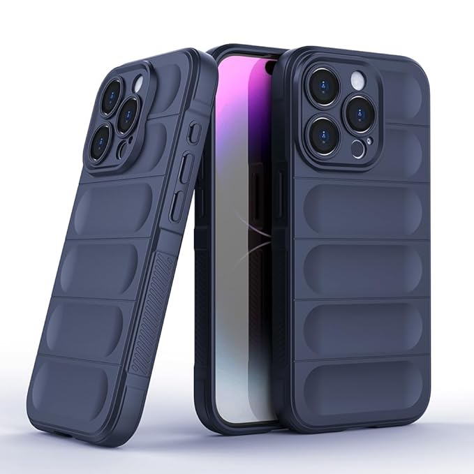 amazon basics Mobile Cover for Apple iPhone 15 Pro Max | Full Camera Protection | Liquid Silicon Case | Flexible Bumper Case for Apple iPhone 15 Pro Max (Dark Blue)