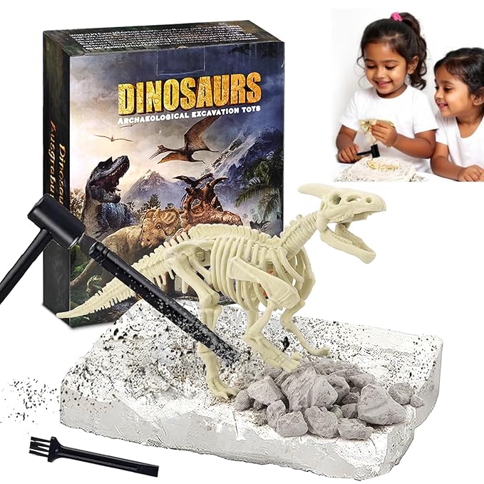 Kidology Dinosaur Fossil Digging Kit for Kids,Dino Fossil Dig Kit Model Toys,Dinosaurs Skeleton Set Science Kit Educational Realistic Toys Gifts for Kids,Boys & Girls(Dinasour Fossil,Type 4),Off White