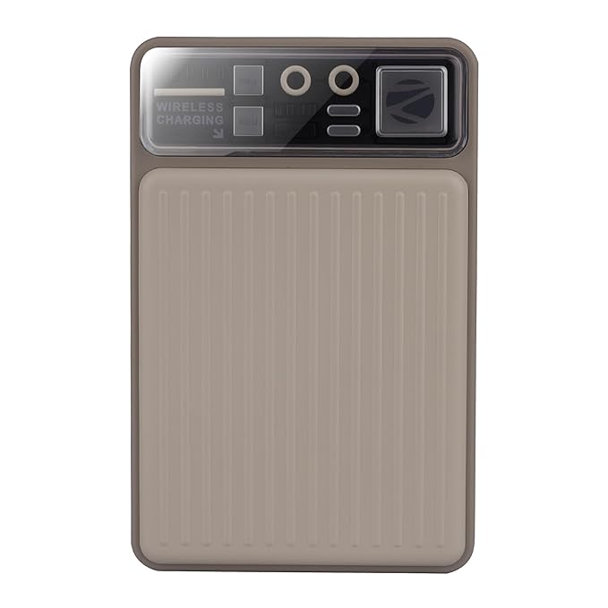 ZEBRONICS 10000 mAh MagSafe-Compatible Wireless Power Bank, Fast Charging 15W Wireless & 22.5W Wired, for iPhone 16,15,14,13,12, Android & Other Qi Enabled Devices, Compact Design (MW65, Beige)
