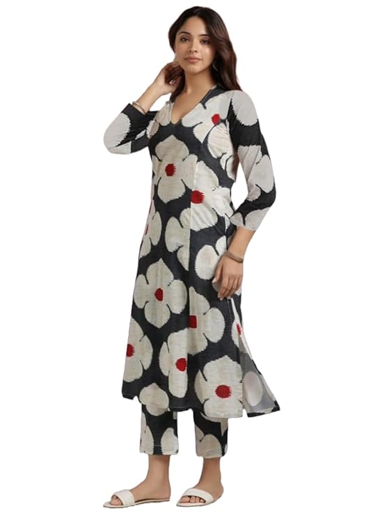GoSriKi Women's Cotton Blend Printed Kurta With Pant