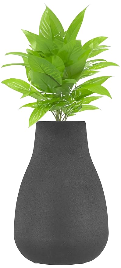 Amazon Brand - Solimo Flower Vase with Rust-Resistant Coating | Stylish and Easy-to-Clean Finish | Compact Design for Modern Décor | Bouquet Vase (Big) - Textured Black