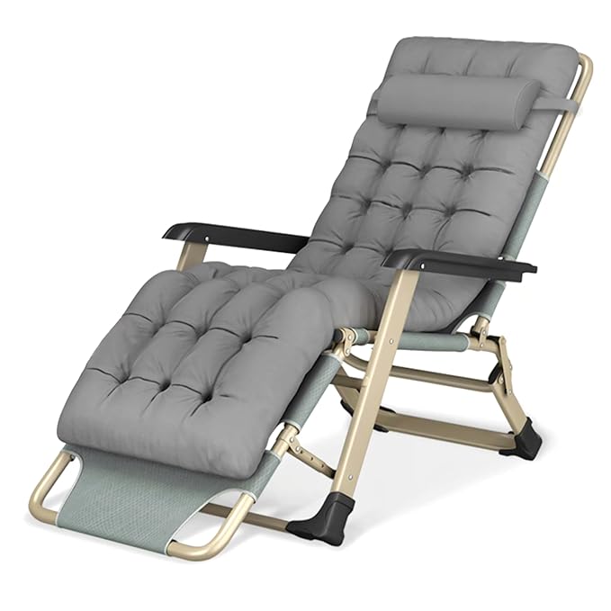 Livzing Alloy Steel Recliner Chair - Space Saving Zero Gravity Relax Chair - Easy Chair for Home Full Sleep, Foldable, Premium Design with Arm Rest, Recliner for Home Relaxation, Grey