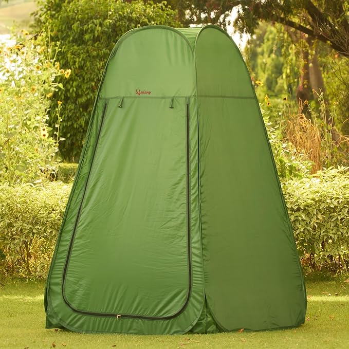 Lifelong Polyester Tent for Camping - Dress Changing Pop Up with Portable Foldable Cloth Outdoor Bathroom Tent, Camp Toilet Rain Shelter, Height 7Ft-(Green1 Person)