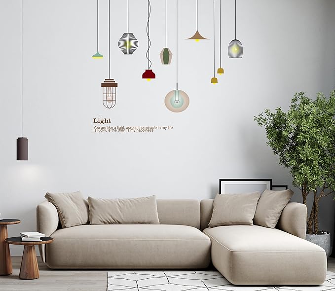 [Size: 90 X 130 cm] - Amazon Brand - Solimo PVC Vinyl Wall Sticker for Living Room (Hanging Lamps Décor) | Self-Adhesive | Stylish Home Décor (90 cm x 130 cm, Multicolour)