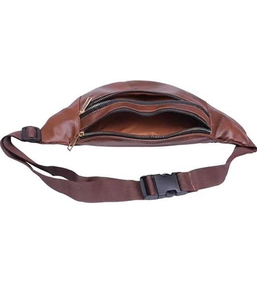 BigPlayer Stylish Unisex PU Leather Waist/Chest/Fanny/Pouch/Belt Sport Kamar Bag Travel Pouch Elegant Style Document Money for Men and Women Adjustable Strap (Tan, Pack of: 1)