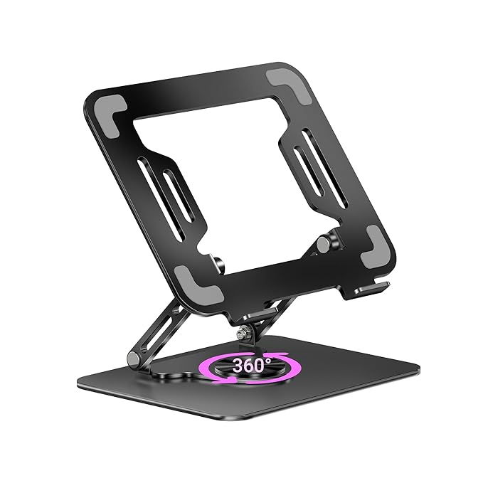 ZEBRONICS NS3000 PRO 360° Rotatable Laptop Stand, Supports up to 17 (43cm) Laptops, Tablets, Supports Max 5kg, Carbon Steel with Anti Rust Body, Anti-Slip/Scratch Silicone Pads