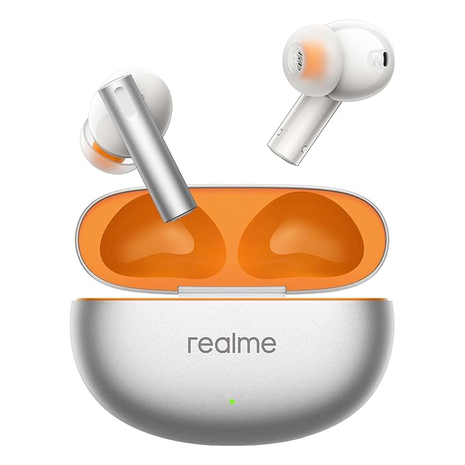 [Apply Coupon] - realme Buds Air 6 Tws in Ear Earbuds with 12.4 Mm Deep Bass Driver, 40 Hours Play Time, Fast Charge,50 Db Anc,Lhdc 5.0, 55 Ms Low Latency, Ip55 Dust & Water Resistant, Bluetooth V5.3 (Flame Silver)