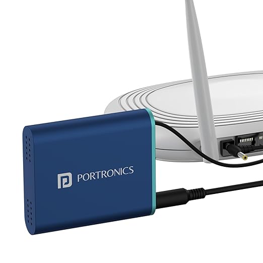 Portronics Power Plus Advanced Mini Router UPS for 12V DC WiFi Router Broadband Modem, Router UPS Power Backup During Power Cuts, Discharge Protection, Portable UPS(Blue)