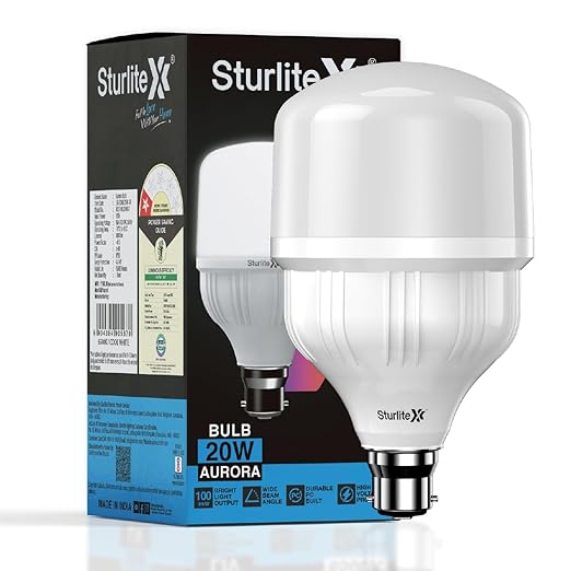 Sturlite Aurora 20W LED Bulb| 100 lm/W Bright Light Ouput| Durable PC Built| High Voltage Protection| 15000Hr Rated Life| BIS and BEE Approved| B22 Base Lighting For Indoor & Outdoor- (Pack of 1)