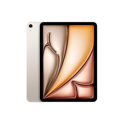 Apple iPad Air 113 (M2): Liquid Retina Display, 512GB, Landscape 12MP Front Camera / 12MP Back Camera, Wi-Fi 6E + 5G Cellular with eSIM, Touch ID, All-Day Battery Life  Starlight