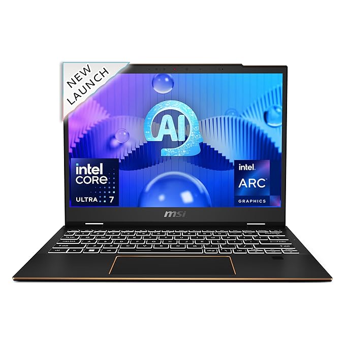 MSI Summit 13 AI Evo, Intel 1st Gen. Ultra 7 155H,Built-in AI, 34CM FHD+ Laptop(32GB/1TB NVMe SSD/Windows 11 Home/Intel Arc/Ink Black/1.39Kg), A1MTG-041IN