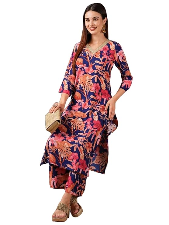 ANNI DESIGNER Women's Rayon Blend Kurta with Palazzo