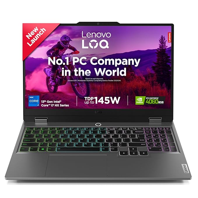 Lenovo LOQ 2024, Intel Core i7-13650HX, 13th Gen, NVIDIA RTX 4060-8GB, 24GB RAM, 512GB SSD, FHD 144Hz, 15.6"/39.6cm, Windows 11, MS Office 21, Grey, 2.4Kg, 83DV00LXIN, 1Yr ADP Free Gaming Laptop
