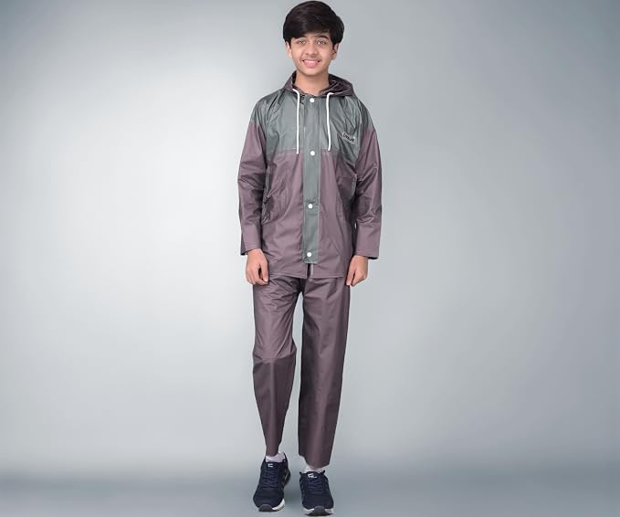 Dollar Rainguard Kids' Full Sleeve Solid Raincoat Set With Adjustable Hood and Pocket