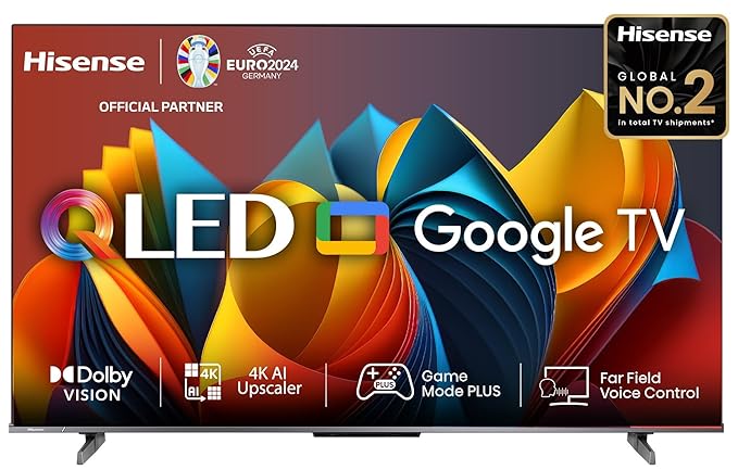 Hisense E68N Series 43 Inches QLED 4K Ultra HD TV | Google | Grey | Quantum Dot Color | Dolby Vision