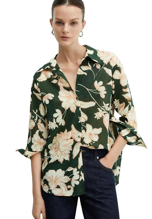 Leriya Fashion Women's Rayon Oversized Fit Crop Top Korean Style Long Sleeve Oversized Button Down | Workwear Top for Office & Casual Wear