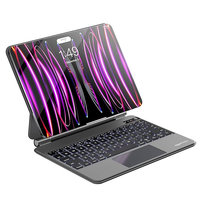 amazon basics Pro Series Bluetooth Magnetic Case with Keyboard for iPad Air 10.9" (4th/5th Gen) & iPad Pro 11" (1st, 2nd, 3rd & 4th Gen) | 450 mAh | Trackpad (Black)