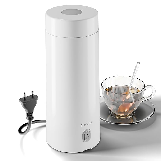 XECH Small Electric Kettle For Travel Hot Water Mini Kettle In-Built Cable Portable Bottle Design 300W Heating Element to Boil Water and Prepare Tea Coffee without Milk (Hydroboil Lite)