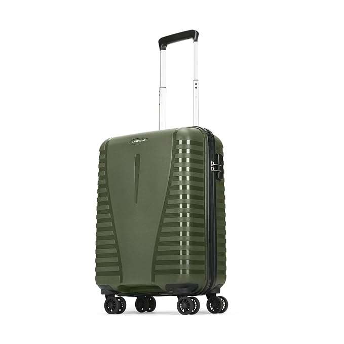 Aristocrat Polypropylene (PP) Airpro Cabin 55 Cm(Small) 8 Wheels Trolley Bags for Travel Hard Case Luggage,Lightweight Bag with Combination Lock & Robust Spinner Trolley with 7 Years Warranty (Green)