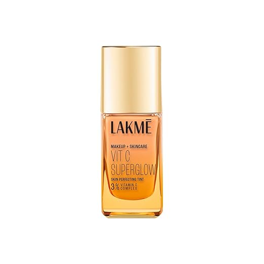 LAKMÉ Makeup+Skincare VitC Superglow Skin Perfecting Medium Liquid Tint, Warm Natural W180, 25ml (All Skin Type)