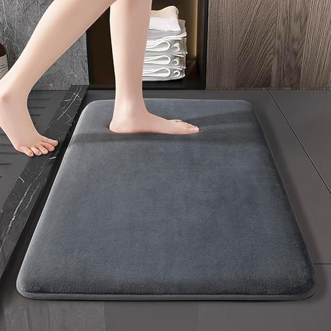 VAS COLLECTIONS Bath Mats Non Slip Anti-Skid - Memory Foam Bathroom Shower, and Tub Rugs Super Absorbent - Quick Dry | Water soak Reliable Bathroom mat. (16" x 24", Grey)