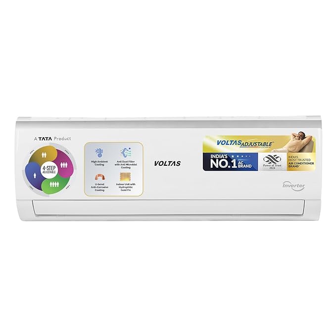 Voltas 1.4 Ton 3 Star, Inverter Split AC (Copper, 4-in-1 Adjustable Mode, Anti-dust Filter, 173V CAE, White)