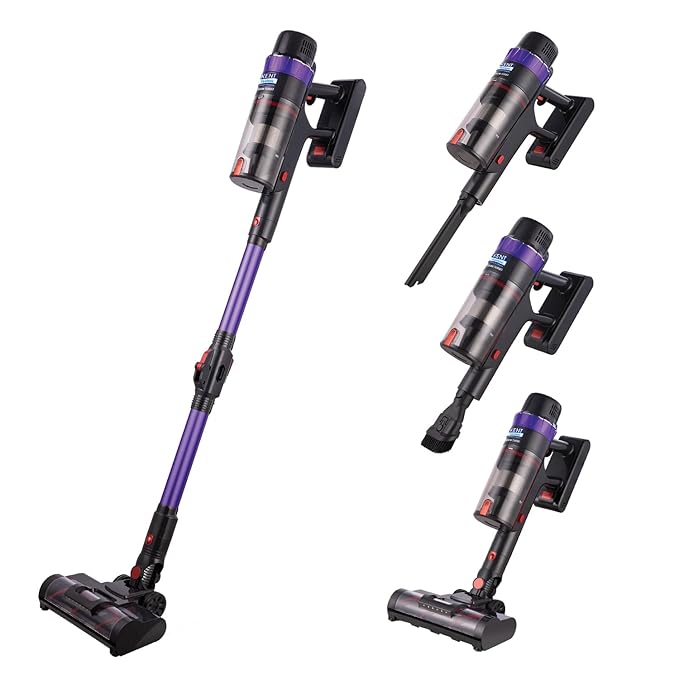 KENT Zoom Turbo Vacuum Cleaner 500W | Battery Operated | Rechargeable, Cordless &Hoseless | Cyclone5 Technology | Digital Control Panel | BLDC Motor | >28 Kpa High Suction | Multi Nozzle Operation