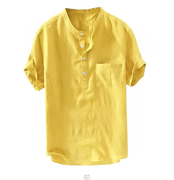 OM DESIGNER Men's Half Sleeve Cotton Kurta Mandarin Collar Pocket Kurta
