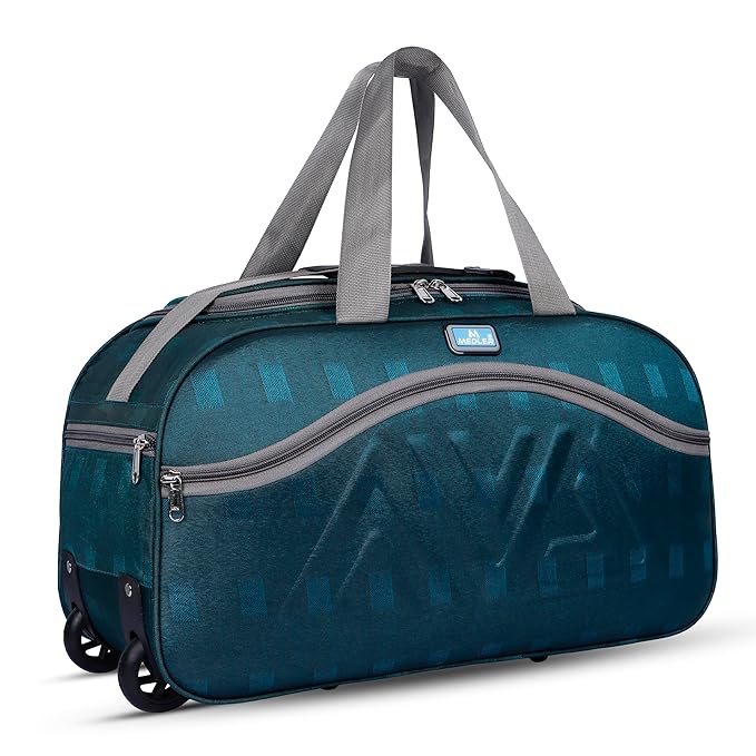 M MEDLER Rio Duffle Bag | Waterproof Strolley Duffle Bag | 2 Wheel Duffel Bag | Luggage Bag with Adjustable Strap - (Turquoise)