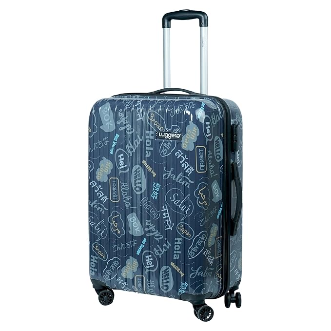[Apply Coupon] - Luggero- Film Classic Light-Weight & Durable Polycarbonate Hello Blue Unisex Hard Luggage| Small - 51cm|8 Smooth Spinner TPV Wheels Outer Combi Lock | Single Zip, Inner Zip, Service Zip| Trolley Bag