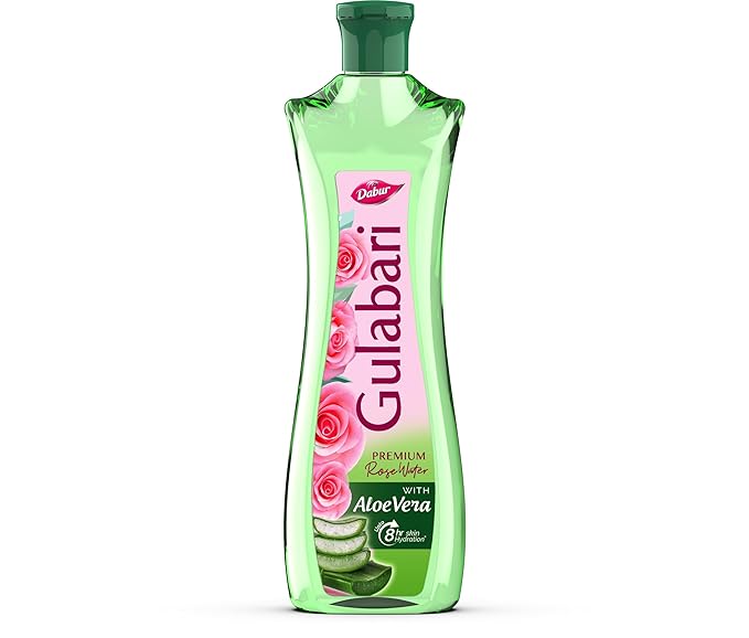 Dabur Gulabari Premium Rose Water with Aloe Vera - 400 ml | Upto 8 HR Skin Hydration | Cleanses, Tones and Moisturises Skin | For All Skin Types