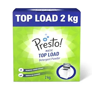 Amazon Brand - Presto! Matic Top Load Detergent Powder| 2 Kg | Tough On Stains | Safe And Gentle On Fabrics | Refreshing Floral Fragrance | Bleach-Free And Phosphate-Free
