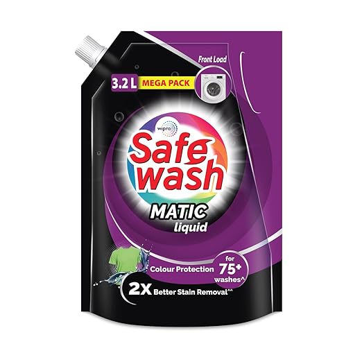 Safewash Front Load Matic Premium Liquid Detergent 3.2L Refill Pouch with Colour-Protect Technology | 2x Stain Removal | For All Types of Fabrics